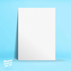 Vector of White paper poster in pastel colorful blue studio room,Template mock up for display of product or your content ,Business presentation.