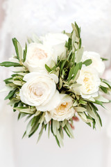 Obraz na płótnie Canvas Beautiful wedding bouquet from white colors