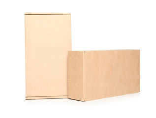 Two cardboard boxes on white