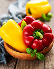 Bell peppers on a wooden background