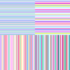 Set of seamless colored patterns. Pretty bright colors. Abstract geometric wallpaper of the surface. Striped backgrounds. Print for polygraphy, posters, t-shirts and textiles. Doodle for work