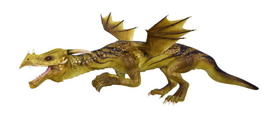 3D Rendering Fairy Tale Dragon on White