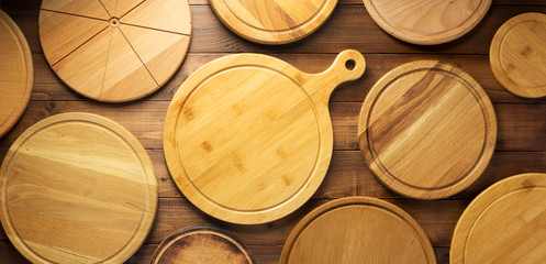 pizza or bread cutting board at wood