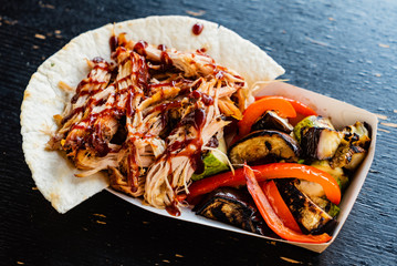 grilled meat and vegetables