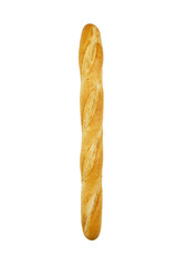 SINGLE FRENCH BREAD BAGUETTE ON WHITE BACKGROUND