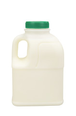 PLASTIC MILK BOTTLE ISOLATED ON WHITE BACKGROUND