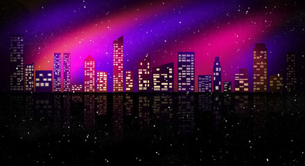 Night city, neon light.