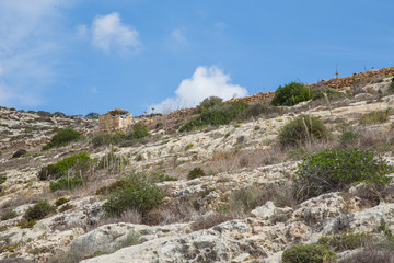 Rocks and hill. Nature at summer. Travel photo 2018 september.