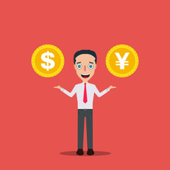 Businessman Cartoon Character Icon Isolated Design Template Vector Illustration money change
