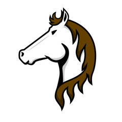 Horse head sign on white background. Design element for logo, label, emblem, poster, t shirt.