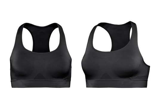 Black sports bra isolated on the white background