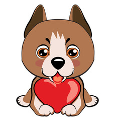 Small, cute puppy with heart. Vector illustration