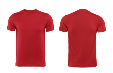 Red T-shirts front and back used as design template.