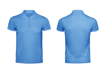 Blue polo tshirt design template isolated on white with clipping path