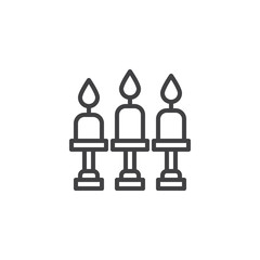 Candelabra with candles outline icon. linear style sign for mobile concept and web design. Candlestick simple line vector icon. Symbol, logo illustration. Pixel perfect vector graphics