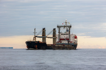 A Polish fishing boat at sunrise.