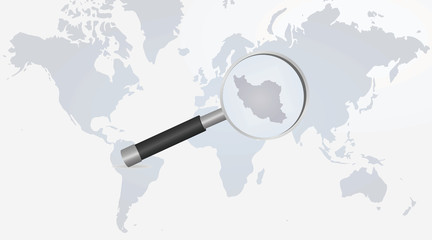 Iran map in magnifying glass. vector illustration