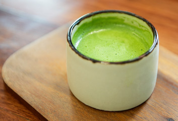 Japanese green tea in glass.