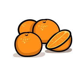 Bunch of oranges. Colorful flat vector illustration. Isolated on white background.