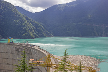 Inguri hydroelectric power station in Georgia, beautiful landscape