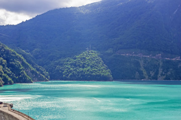Inguri hydroelectric power station in Georgia, beautiful landscape