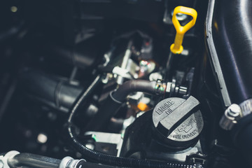 Close up shot of car engine for background