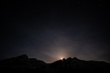 Moonset over Columbia icefield