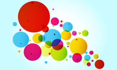 blue background with multi-colored circles