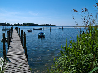Traditional classic small fishing boats Denmark