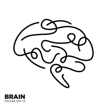 Brain Logo silhouette design vector template eps 10, Think idea concept
