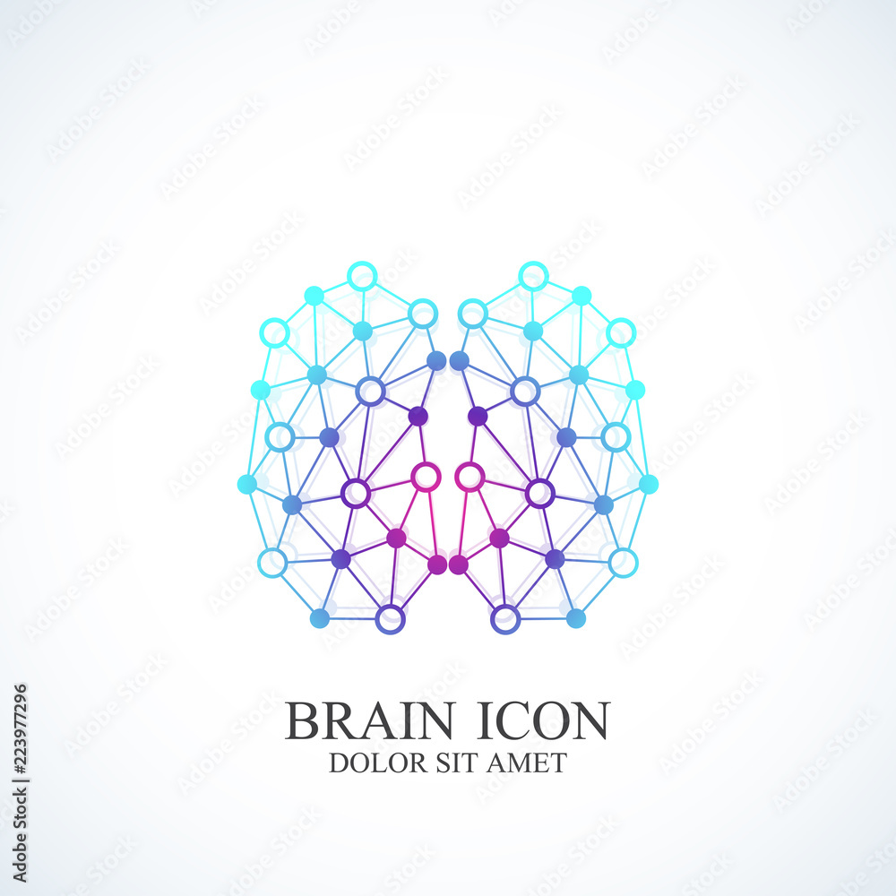 Poster creative idea concept design brain logotype vector icon. artificial intelligence brain logo concept