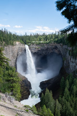Fototapeta na wymiar Helmcken Falls waterfall as seen from viewpoint in Wells Gray provencial park in BC, Canada