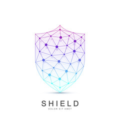 Colorful Vector Template Shield Icon. Protection Logo Icon. Creative Security Concept Design