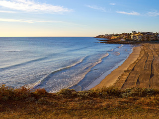 Popular summer travel destination La Zenia Beach Orihuela Costa Spain