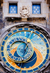 The famous astronomical clock in Prague at the Old Town Square - Orloj