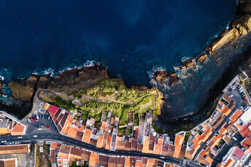 Top view of the Ponta Delgada coast, San Miguel island, Azores, Portugal.