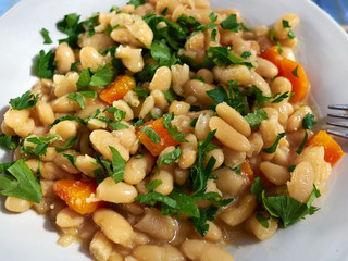 Fasolia boiled white beans Greek Cypriot traditional dish