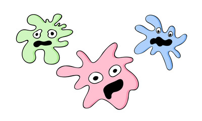 Infection bacteria and pandemic virus vector biology hand draw icons. Illustration of bacteria and microbe organism allergen on white background