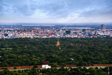 Top view of city from Mandalay hill at Mandalay, Myanmar.