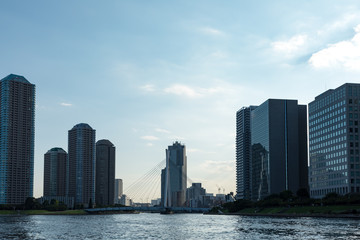 Naklejka premium (東京都ｰ都市風景)永代橋周辺ウォーターフロント午後の風景３