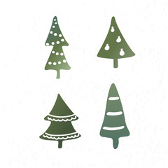 Winter holidays banner design, postcard with decorated snowy christmas trees