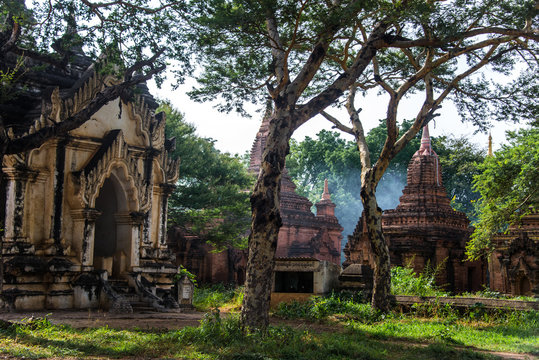 The environment of temples in old Bagan, Myanmar