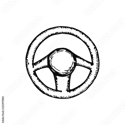 "car steering wheel sketch isolated on white background" Stock image