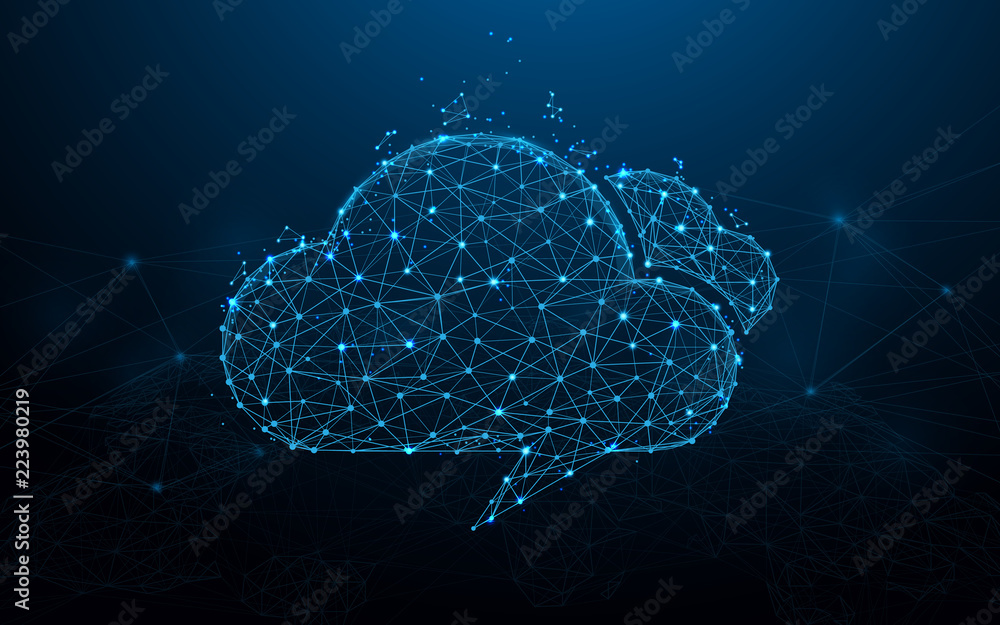 Aufkleber Cloud computing form lines, triangles and particle style design. Illustration vector