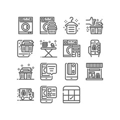 Laundry, Thin line icons set for mobile app and web application. Pixel Perfect.