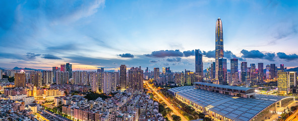 Shenzhen night view skyline panorama