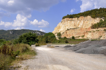 Fototapeta na wymiar Opencast mining quarry. This area has been mined for sand and other minerals. Landscapes and Nature.