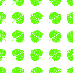 Pattern of spring green leaves on a white background. Can be used for printing in textiles, on napkins, wallpaper and other works on the theme of spring and summer.