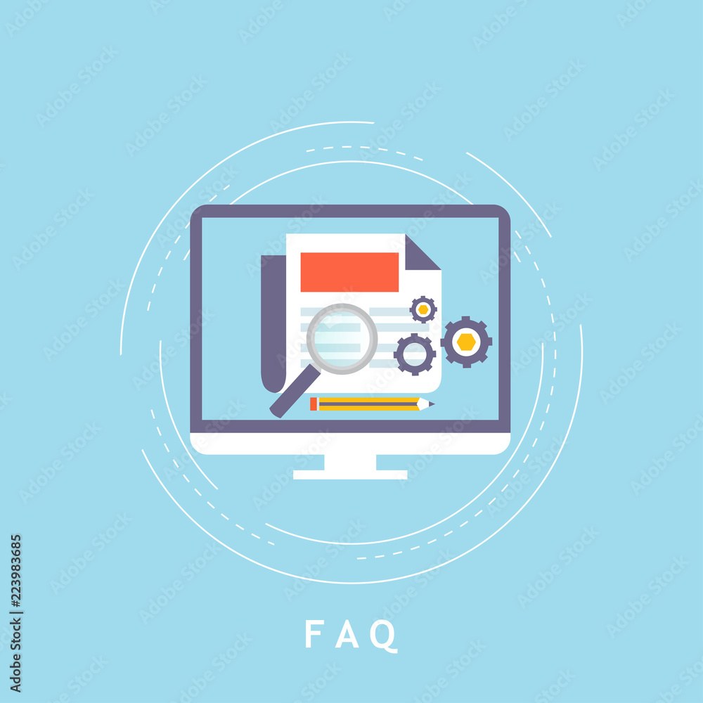 Poster faq concept, frequently asked questions, client assistance and customer support, product and service