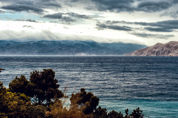 Stormy seascape landscape, Adratic sea during Bora wind